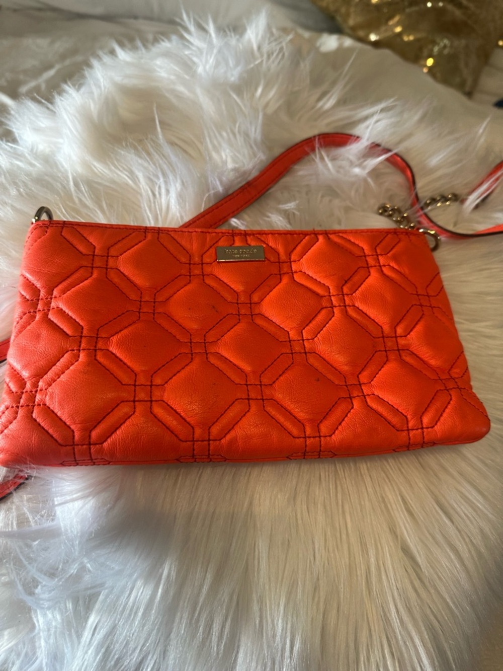 kate spade Orange Quilted Geometric Crossbody